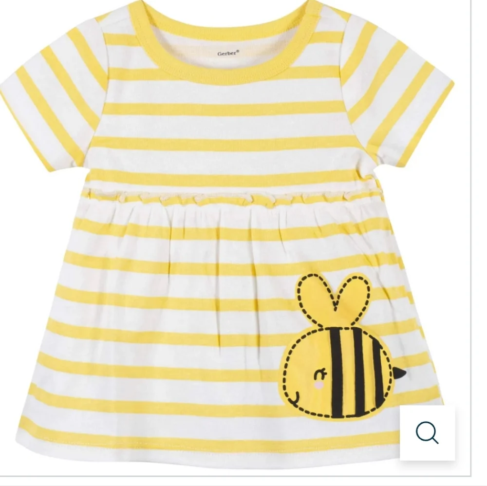 3-Piece Baby & Toddler Girls Bee Garden Dress, Diaper Cover & Headband Set 12 Mo - Picture 10 of 14